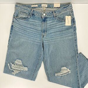 NWT 90s Grunge Baggy Distressed Oversized Boyfriend Jeans 17* Straight Mid-Rise